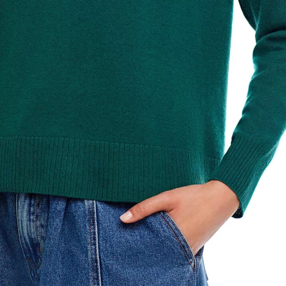 AQUA Cashmere “Ciao Bella” Crewneck Sweater NWT XL – Green, 100% Cashmere - Picture 7 of 8
